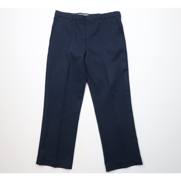 Vtg 70s Streetwear Mens 34x29 Faded Knit Flared Wide Leg Chino Pants Blue USA